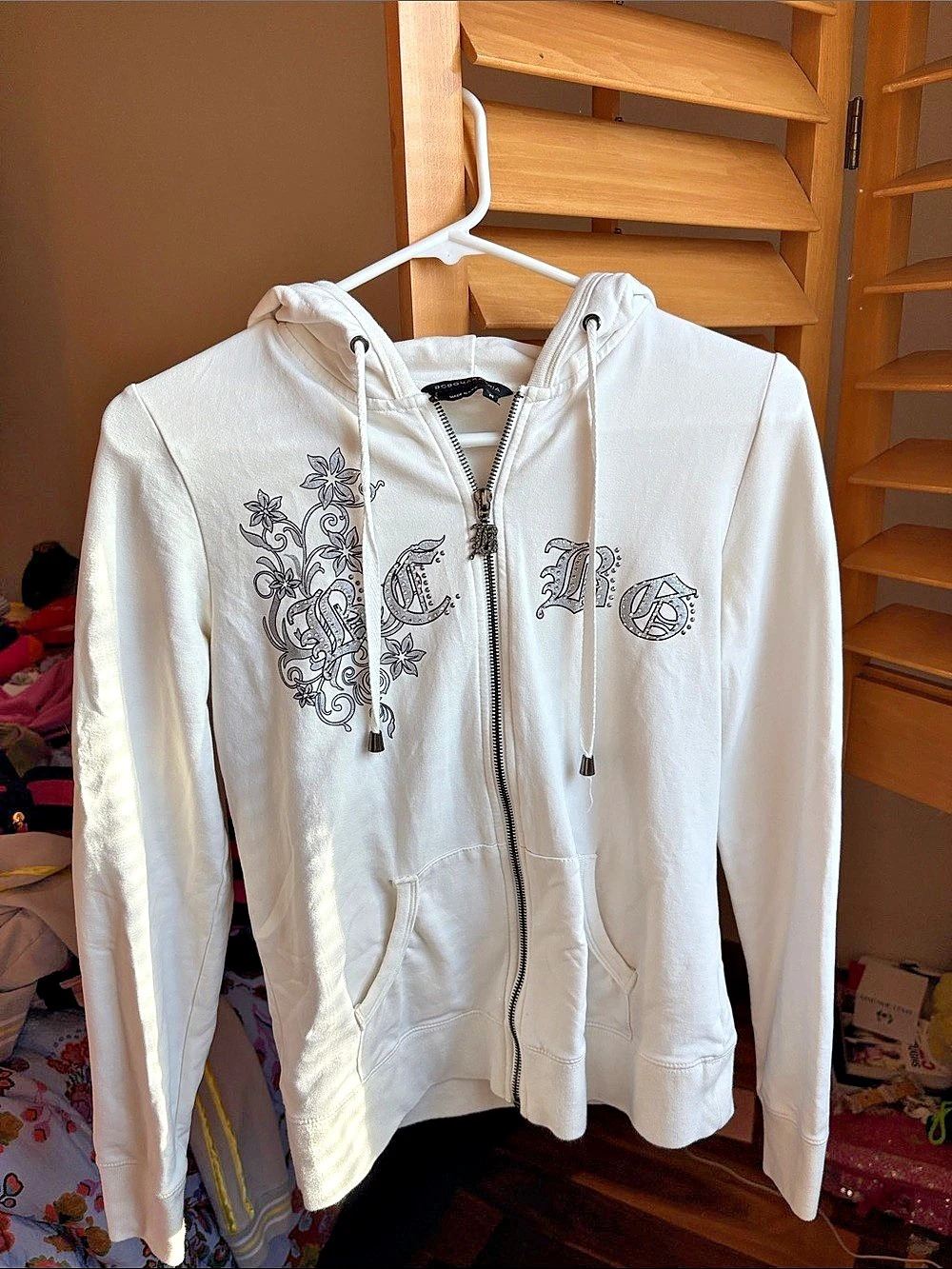 BCBGMAXAZRIA Graphic Zip Hoodie in White